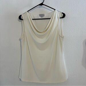 Tahari ASL Cream Draped Cowl Neck Tank Top